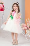 Hoity Moppet_White Satin, Tulle, Linen Ruffles, Embroidery Flamingo Dress _at_Aza_Fashions