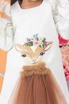 Hoity Moppet White Crepe, Satin Embroidery, Sequins Bambi Deer Shift Dress Online at Aza Fashions Hoity Moppet_White Crepe, Satin Embroidery, Sequins Bambi Deer Shift Dress _Online_at_Aza_Fashions