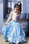 Shop_Hoity Moppet_Blue Organza, Satin, Crepe Stones Elsa Pattern Top Lehenga Set _at_Aza_Fashions