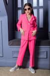 Shop_Hoity Moppet_Pink Please Me Silk Jacket Pant Set For Girls_at_Aza_Fashions