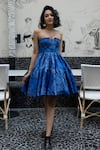 Buy_Payal & Zinal_Blue Strapless Tiered Dress _at_Aza_Fashions