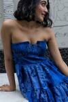 Buy_Payal & Zinal_Blue Strapless Tiered Dress _Online_at_Aza_Fashions