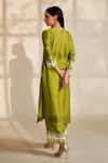 Shop_HOUSE OF PINK_Green Chanderi Silk Embroidered Pearl Work Round Kurta Set _at_Aza_Fashions