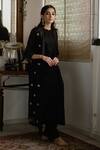 Buy_HOUSE OF PINK_Black Chanderi Kurta And Pant Set _at_Aza_Fashions