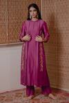 Buy House Of Pink Purple Chanderi Kurta And Pant Set at Aza Fashions Buy_House Of Pink_Purple Chanderi Kurta And Pant Set _at_Aza_Fashions