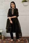 Buy House Of Pink Black Organza, Chanderi Kurta Set at Aza Fashions Buy_House Of Pink_Black Organza, Chanderi Kurta Set _at_Aza_Fashions