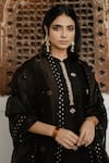 Shop_HOUSE OF PINK_Black Chanderi Kurta Set _Online_at_Aza_Fashions