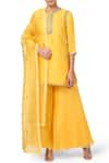 HOUSE OF PINK_Yellow Chanderi Kurta Set_Online_at_Aza_Fashions
