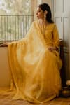 Buy_HOUSE OF PINK_Yellow Chanderi Kurta Set_Online_at_Aza_Fashions