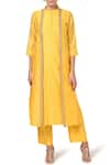 House Of Pink Yellow Chanderi Kurta And Pant Set Online at Aza Fashions House Of Pink_Yellow Chanderi Kurta And Pant Set _Online_at_Aza_Fashions