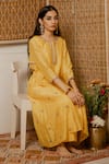 Buy_House Of Pink_Black Chanderi Kurta Set _Online_at_Aza_Fashions