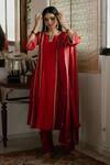 Buy House Of Pink Red Organza, Chanderi Kurta Set Online at Aza Fashions Buy_House Of Pink_Red Organza, Chanderi Kurta Set _Online_at_Aza_Fashions