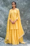 Buy_HOUSE OF PINK_Yellow Chanderi Kurta Set _at_Aza_Fashions