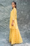 Shop_HOUSE OF PINK_Yellow Chanderi Kurta Set _at_Aza_Fashions