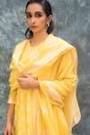 Shop_HOUSE OF PINK_Yellow Chanderi Kurta Set _Online_at_Aza_Fashions