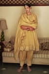 Buy_HOUSE OF PINK_Yellow Chanderi Embroidery Round Anarkali Set _at_Aza_Fashions