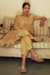 Buy_HOUSE OF PINK_Yellow Chanderi Embroidery Round Anarkali Set _Online_at_Aza_Fashions