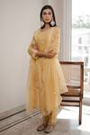 Buy_House Of Pink_Yellow Organza, Chanderi Round Kurta Set _at_Aza_Fashions