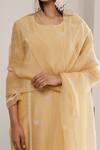 House Of Pink_Yellow Organza, Chanderi Round Kurta Set _at_Aza_Fashions