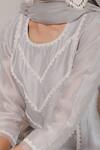 Buy_House Of Pink_Grey Organza, Chanderi Round Kurta Set _Online_at_Aza_Fashions