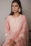 Shop_House Of Pink_Pink Organza, Chanderi Round Kurta Set _Online_at_Aza_Fashions