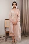 Buy_House Of Pink_Pink Organza, Chanderi Round Kurta Set _at_Aza_Fashions