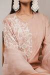 Shop_House Of Pink_Pink Organza, Chanderi Round Kurta Set _Online_at_Aza_Fashions
