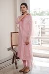 House Of Pink_Purple Organza, Chanderi Round Kurta Set _Online_at_Aza_Fashions