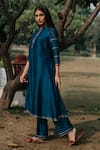 House Of Pink_Blue Chanderi Anarkali Set_Online_at_Aza_Fashions