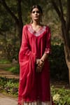 Buy_HOUSE OF PINK_Red Chanderi Kurta Set _Online_at_Aza_Fashions