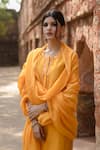 Buy_HOUSE OF PINK_Orange Chanderi Kurta Set _Online_at_Aza_Fashions