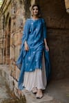 Shop_HOUSE OF PINK_Blue Chanderi Kurta Set _at_Aza_Fashions