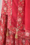 Negra Elegante_Pink Cotton Silk Hand Embroidered Mirror Work Peony Printed Kurta Sharara Set _at_Aza_Fashions