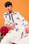 Buy_Wabi Sabi By Anshum-Ritesh_Ivory Chanderi Embroidery House Sparrows Kurta Set _Online_at_Aza_Fashions