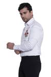 Shop_Abkasa_White Cotton Slim-fit Pleated Shirt For Men_Online_at_Aza_Fashions