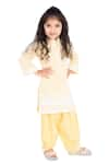 Buy_Neha Gursahani_Yellow Kurta Cotton Lucknowi Embroidered Set _at_Aza_Fashions