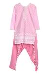 Neha Gursahani_Pink Lucknowi Kurta And Dhoti Pant Set For Girls_Online_at_Aza_Fashions