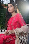 Kasturi Tikmani_Pink Kurta Pure Dupion  Pant Habutai And Dupatta Set  _Online_at_Aza_Fashions