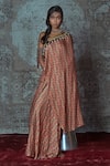Buy_Nidhika Shekhar_Red Modal Asymmetric Printed Top And Skirt Set_at_Aza_Fashions