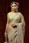 Buy_SHIKHAR SHARMA_Beige Embroidered Badla Round Silk Organza Saree With Blouse _Online_at_Aza_Fashions