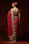 Shop_Shikhar Sharma_Red Embroidered Dori Round Floral Butta Saree With Blouse _at_Aza_Fashions