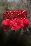 Shop_Handle Those Bags_Red Embellished Feather Clutch _at_Aza_Fashions