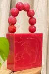 Shop_Handle Those Bags_Red Mini Resin Marble Textured Bag_at_Aza_Fashions