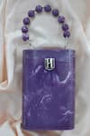 Shop_Handle Those Bags_Purple Breeze Marble Cluth With Pearl Strap _at_Aza_Fashions