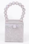 Shop_Handle Those Bags_White Cubical Marble Textured Bag _at_Aza_Fashions