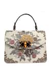 Buy_The Leather Garden_White Floral Flap Handbag _at_Aza_Fashions