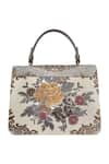 Shop_The Leather Garden_White Floral Flap Handbag _at_Aza_Fashions