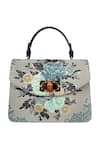 Shop_The Leather Garden_Blue Floral Flap Handbag _at_Aza_Fashions
