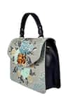 The Leather Garden_Blue Floral Flap Handbag _Online_at_Aza_Fashions