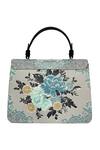Shop_The Leather Garden_Blue Floral Flap Handbag _Online_at_Aza_Fashions